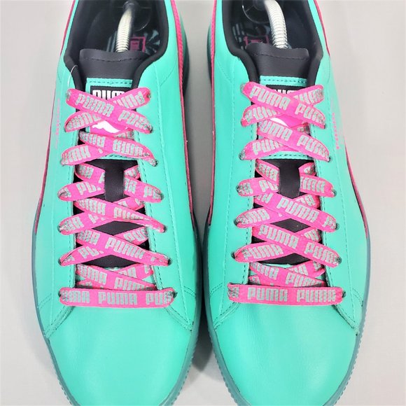 Puma Green and Pink Clyde South Beach Palm Tree Sneakers Men’s Size 11 - Picture 8 of 16